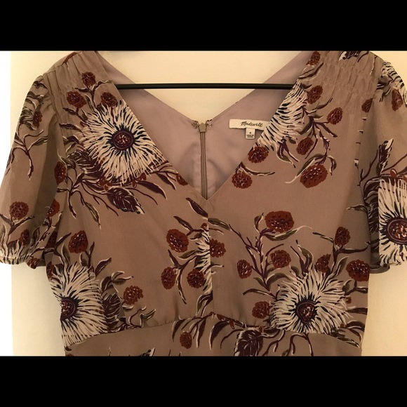Madewell Smock-Shoulder Mini Dress in Painted Blooms - Size 4 - Picture 6 of 7